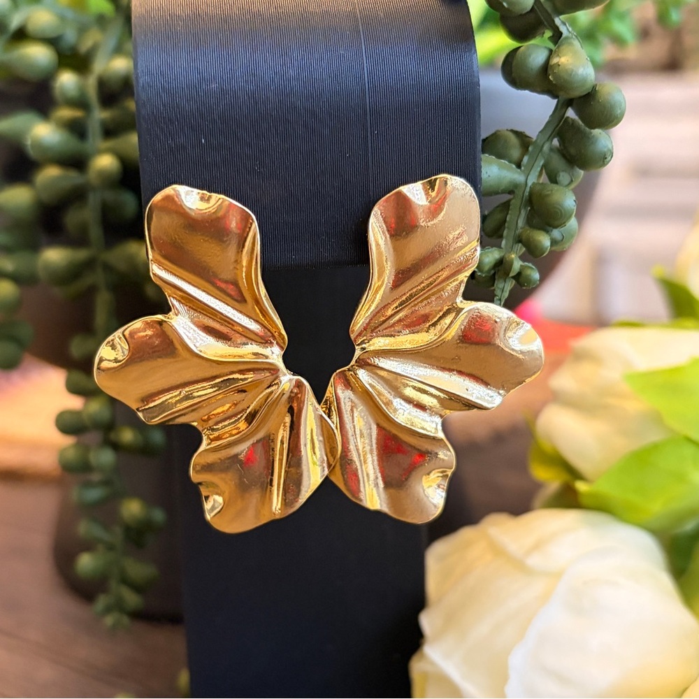Gold Plated Leaf-Shaped Earrings